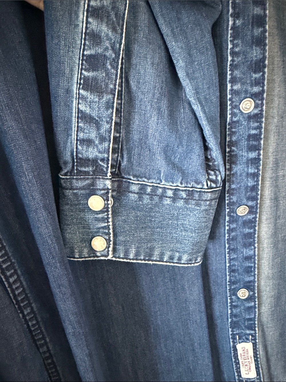 Lucky Brand Indigo Western Shirt with snap buttons - Picture 7 of 8